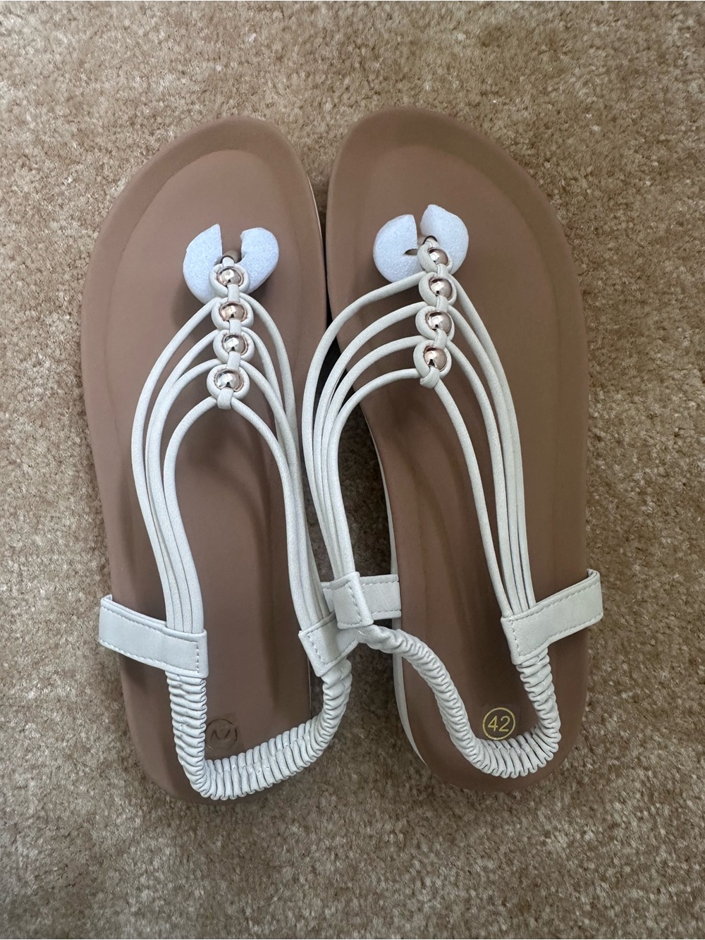Women’s White Strappy Sandals —size EU 42 US 10